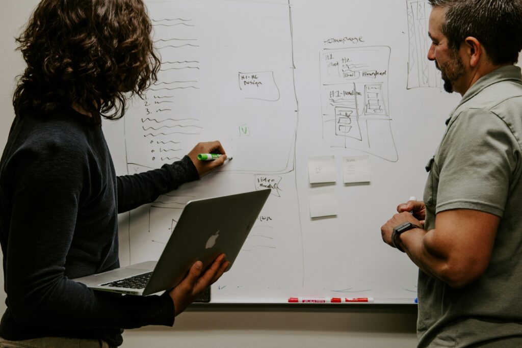 Man and woman discussion it architecture